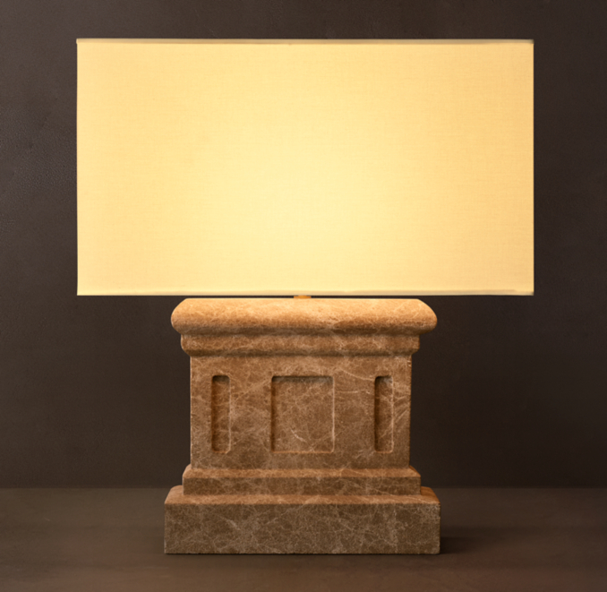 34" lamp shown in Crema Emperador Marble.