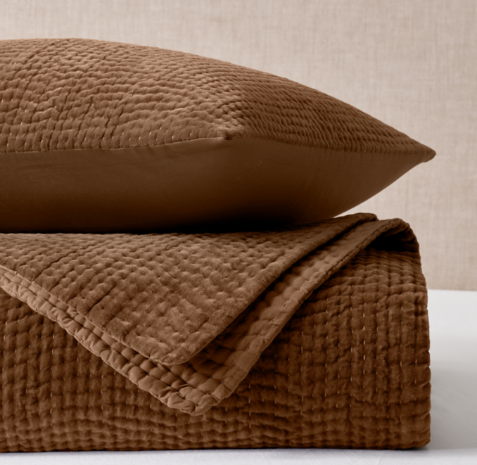 Matte Velvet Pick Stitch Quilt & Sham Set