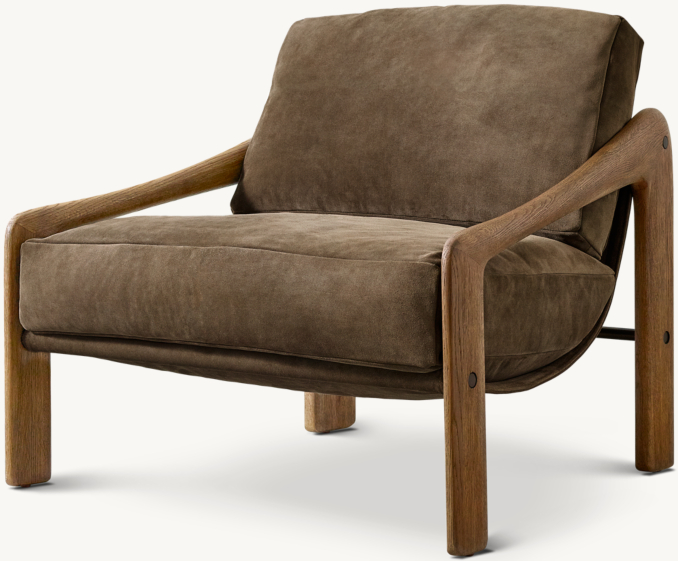 Shown in Spanish Valencia Suede Truffle with Weathered Natural Oak finish.