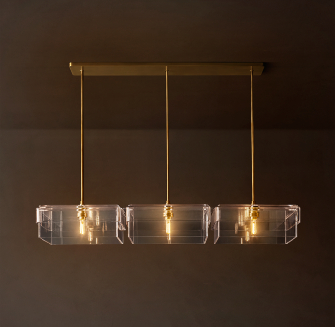60" chandelier shown in Lacquered Burnished Brass.