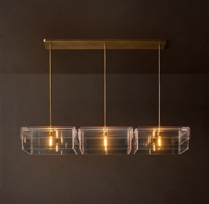72" chandelier shown in Lacquered Burnished Brass.