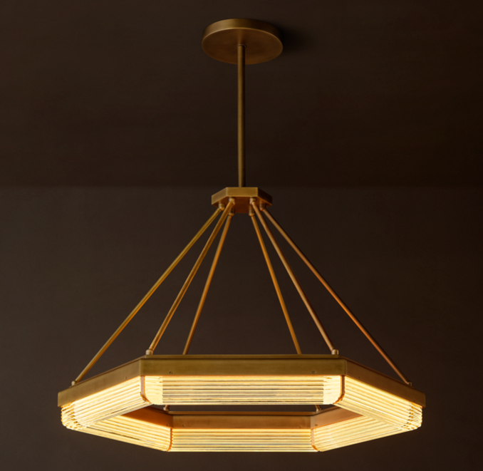 36" lamp chandelier in Lacquered Burnished Brass.