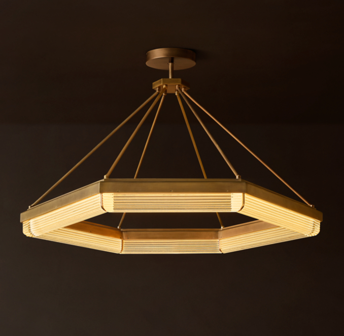 48" chandelier shown in Lacquered Burnished Brass.