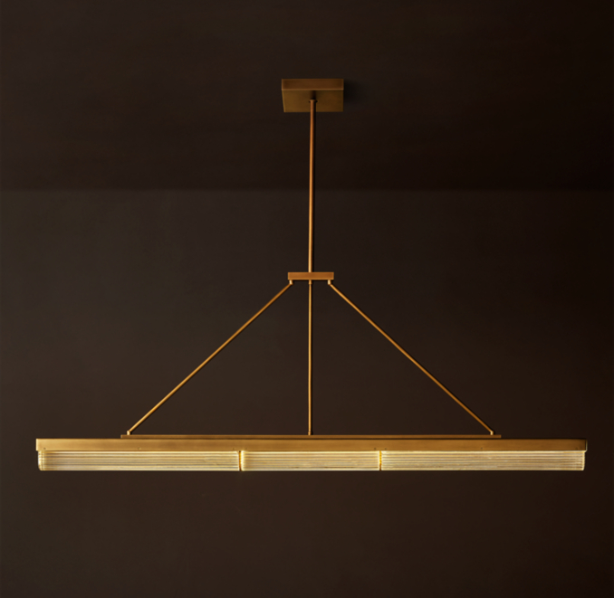 72" chandelier shown in Lacquered Burnished Brass.