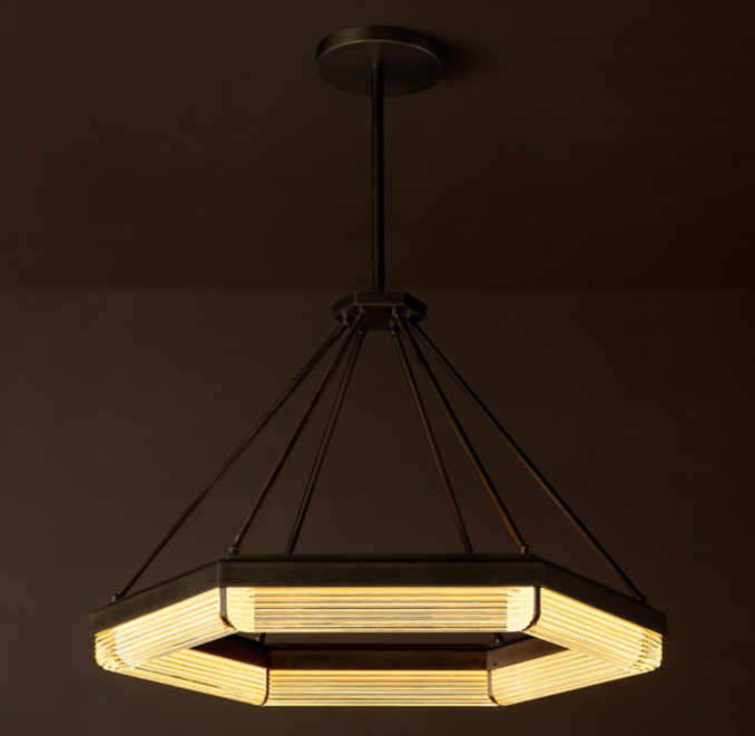 36" chandelier shown in Bronze.