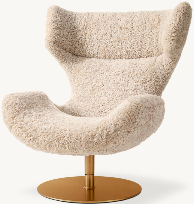 Shown in Natural Curly Shearling with Brass finish.