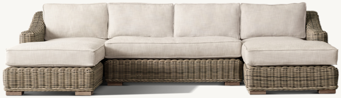 Shown in Grey. Cushions shown in Sand Perennials&#174; Performance Textured Linen Weave. Sectional consists of 1 left-arm chaise, 1 two-seat armless sofa and 1 right-arm chaise.