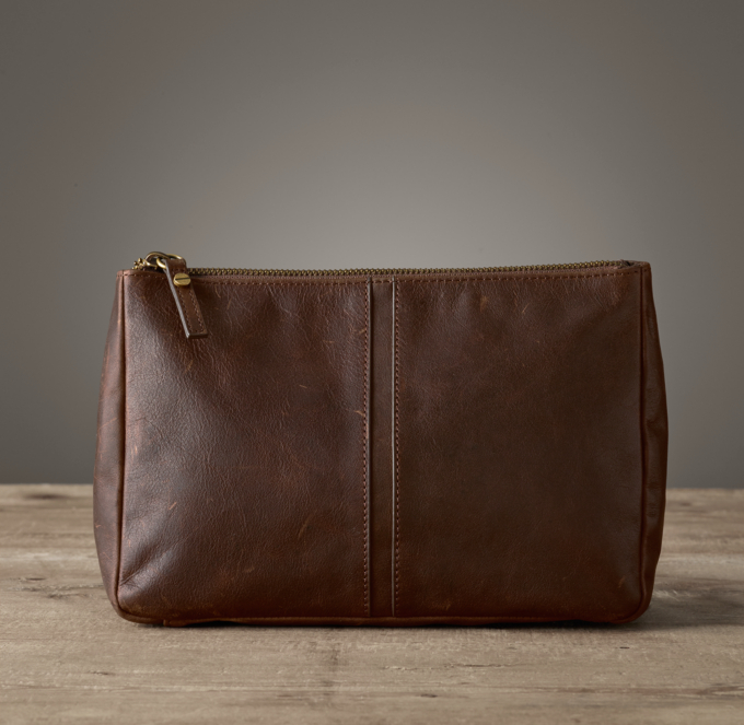 Download Italian Leather Large Makeup Bag - Cocoa