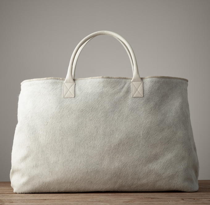 Calf Hair Tote Bag White