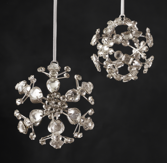 Victorian Glass Snowflake Sphere Ornament - Starburst