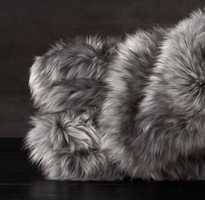 Exotic Faux Fur Blanket - Siberian Grey Fox