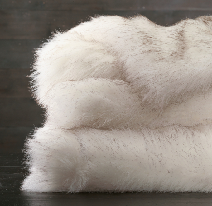 Exotic Faux Fur Oversized Bed Throw - Arctic White Mink