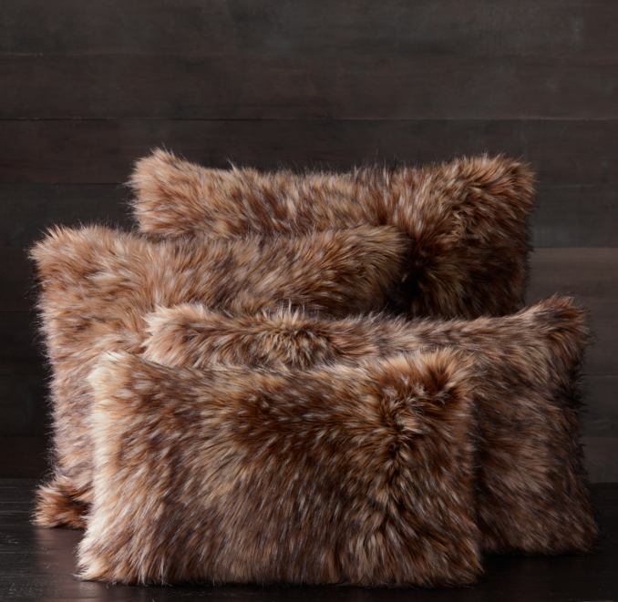Exotic Faux Fur Pillow Cover Siberian Red Fox
