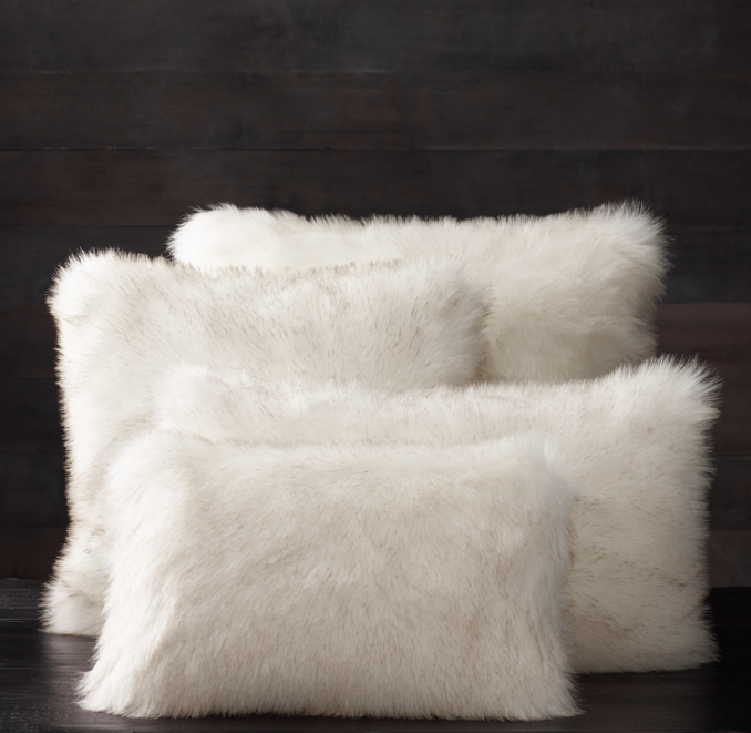 Exotic Faux Fur Pillow Cover Arctic White Mink