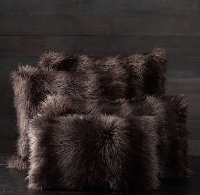 Exotic Faux Fur Pillow Cover Russian Black Mink