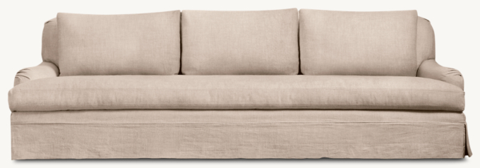 English Classic Roll Arm Slipcovered Bench-Seat Sofa