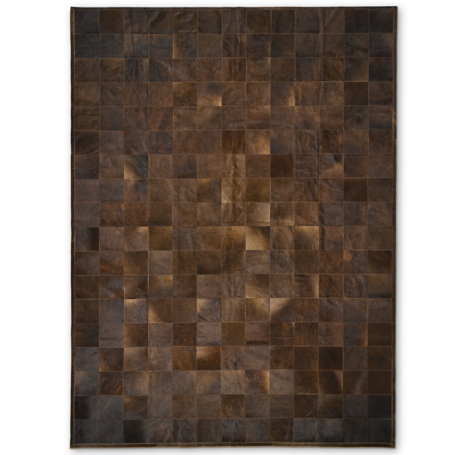 South American Cowhide Tile Rug - Chocolate