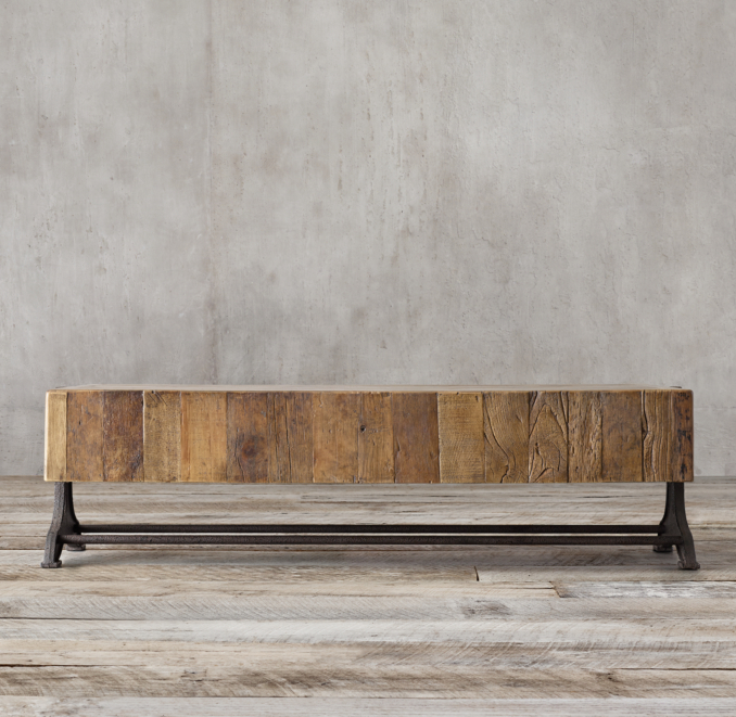 Reclaimed Russian Pine Industrial Coffee Table Large