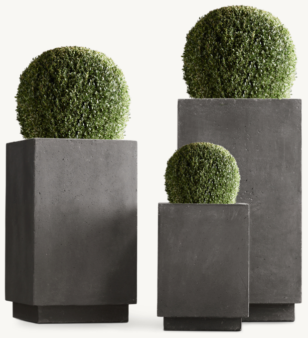 Weathered Cast Stone Cube Planters