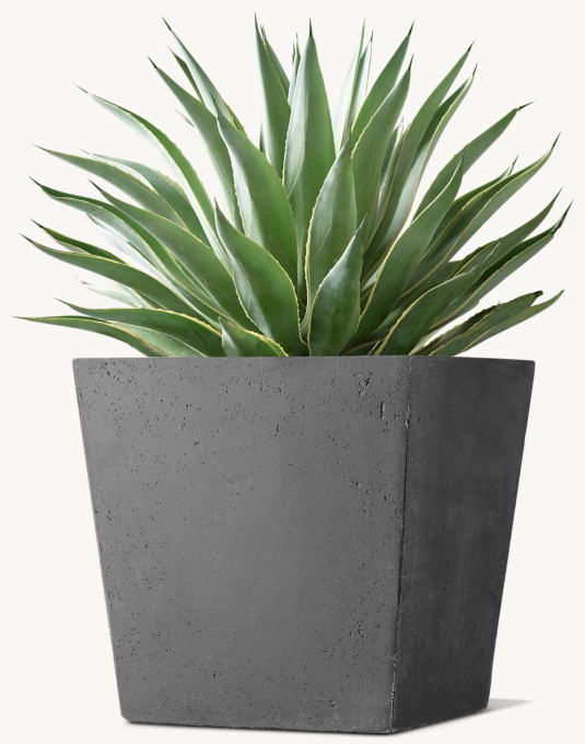 Weathered Cast Stone Tapered Cube Planter