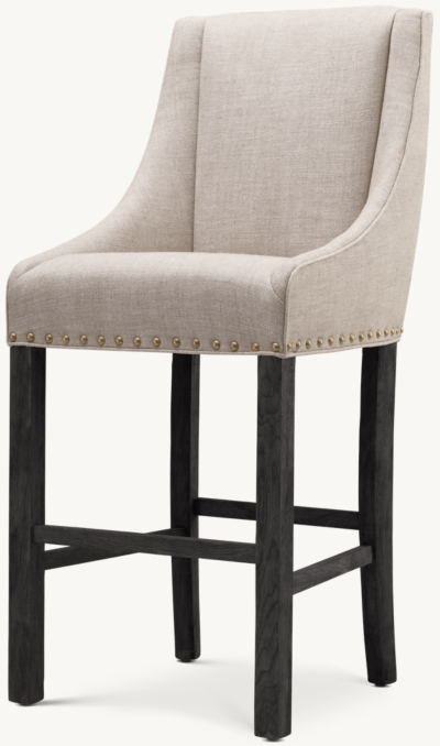 Three Quarter view of Nailhead Fabric Bar & Counter Stool 