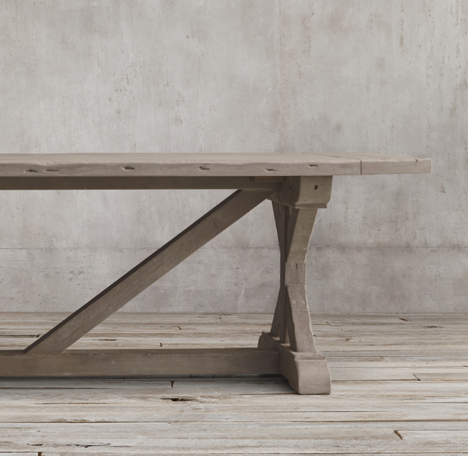 Salvaged Wood XBase Rectangular Extension Dining Table