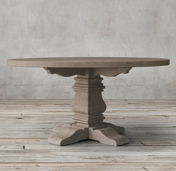 Salvaged Wood Trestle Round Dining Table