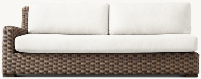 Front view of Woven Belgian Slope Arm Three-Seat Left/Right-Arm Sofa Cushions 