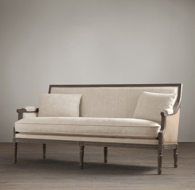 Auguste Salon Bench with Burlap | RH