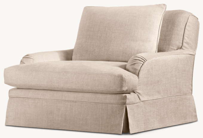 English Slipcovered Classic Roll Arm Swivel Chair