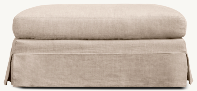 English Slipcovered Classic Roll Arm Ottoman