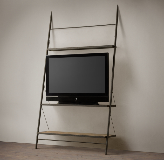 Reclaimed Elm & Iron Leaner Shelving