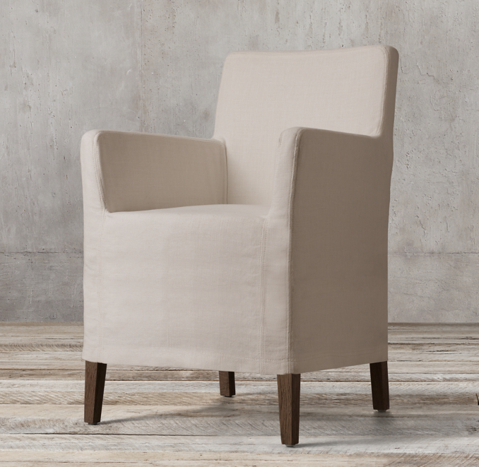 Parsons Slipcovered Short Skirt Armchair