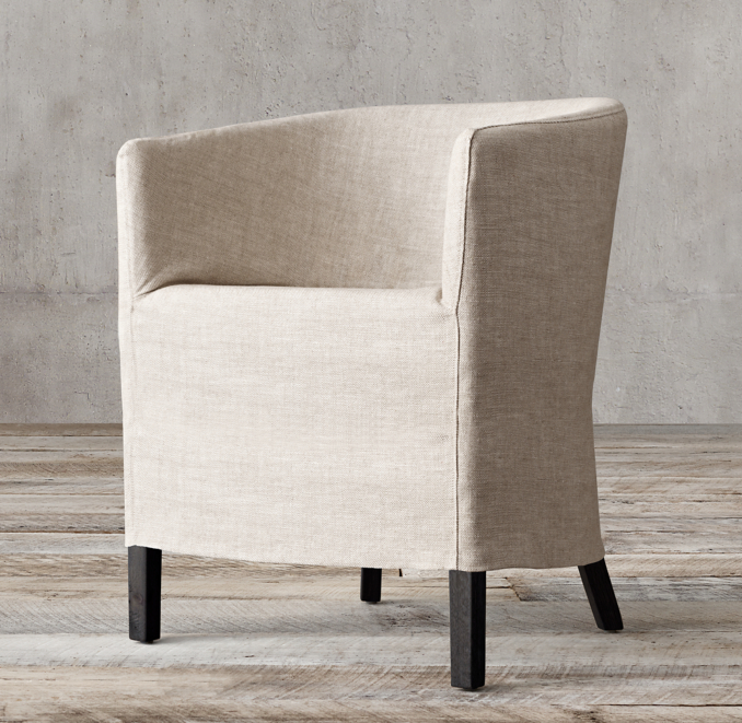 Barrelback Slipcovered Short Skirt Armchair