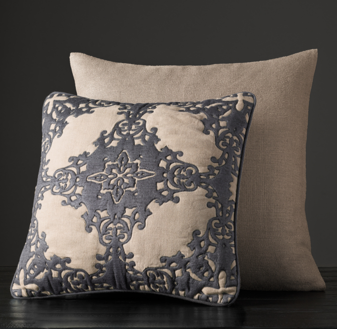 Embroidered Spanish Tile Pillow Cover