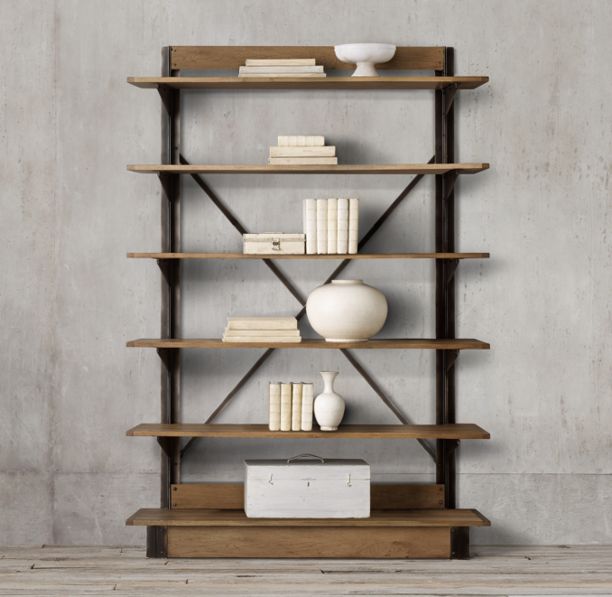 Oak & Iron CrossBrace Wide Single Shelving