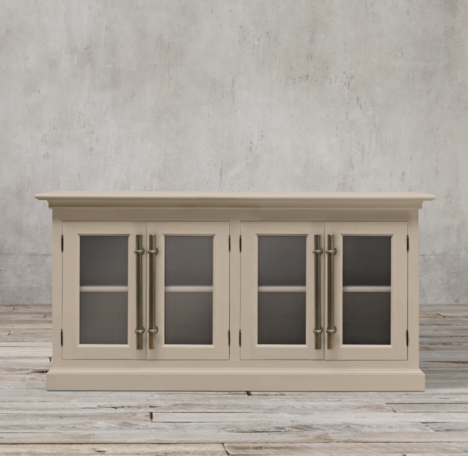 20th C. English Brass Bar Pull Glass 4-Door Sideboard | RH