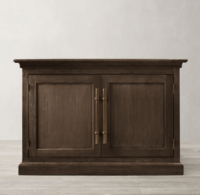 20th C. English Brass Bar Pull Panel DoubleDoor Sideboard