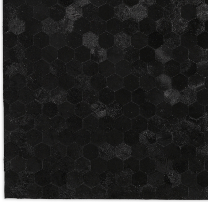 Hexa Hide Rug Swatch Black