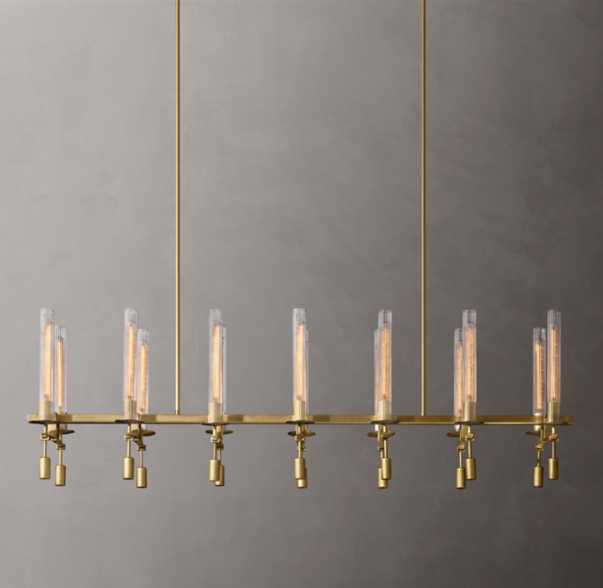 168cm chandelier shown in Burnished Brass.