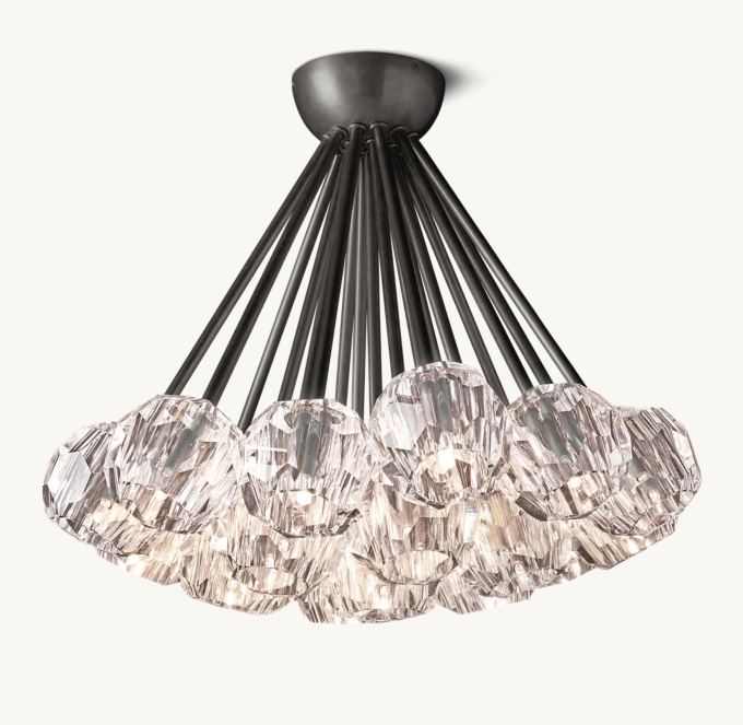 Boule De Cristal Clear Glass Flushmount 24\"