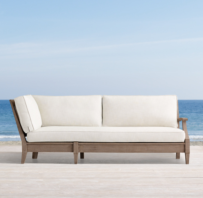 Santa Monica Teak Classic Three-Seat Right-Arm Return Sofa | RH
