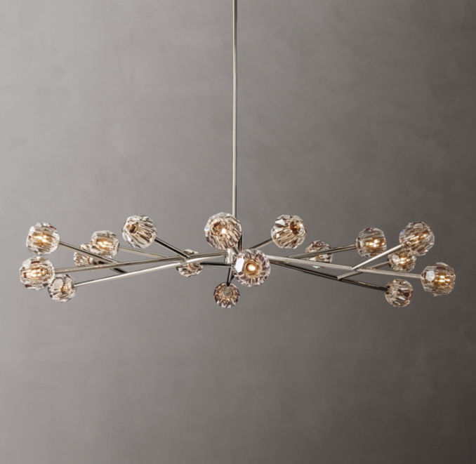 72" chandelier shown in Polished Nickel.