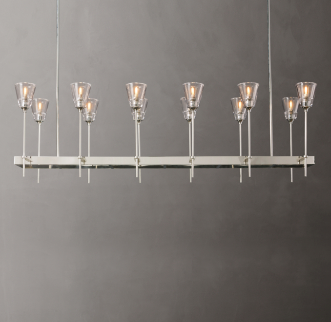 54" chandelier shown in Polished Nickel.