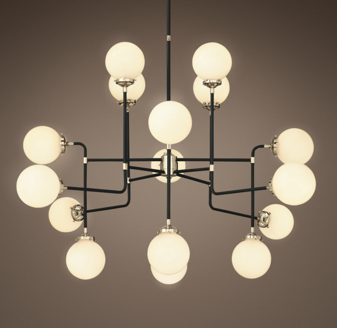 Bistro Globe Milk Glass 16-Light Chandelier