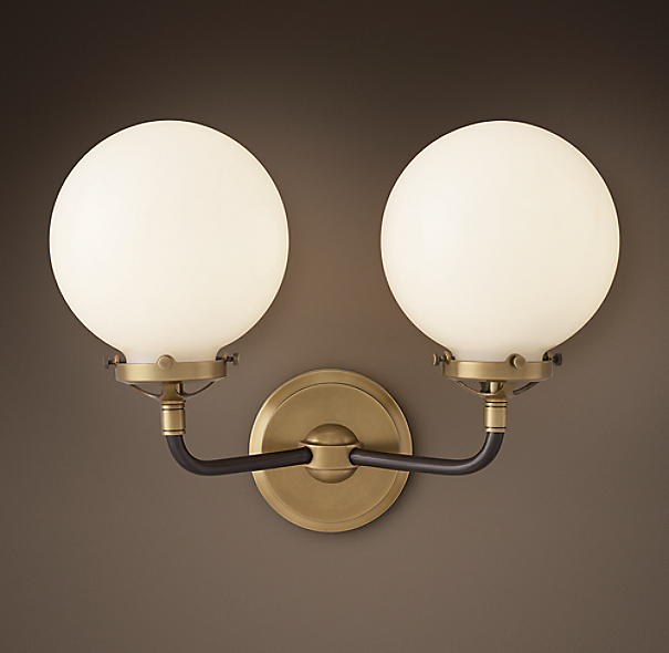 Bathroom Sconce Lighting >> Bistro Globe Milk Glass Double Sconce Bathroom Sconce Lighting >> Bistro Globe Milk Glass Double Sconce