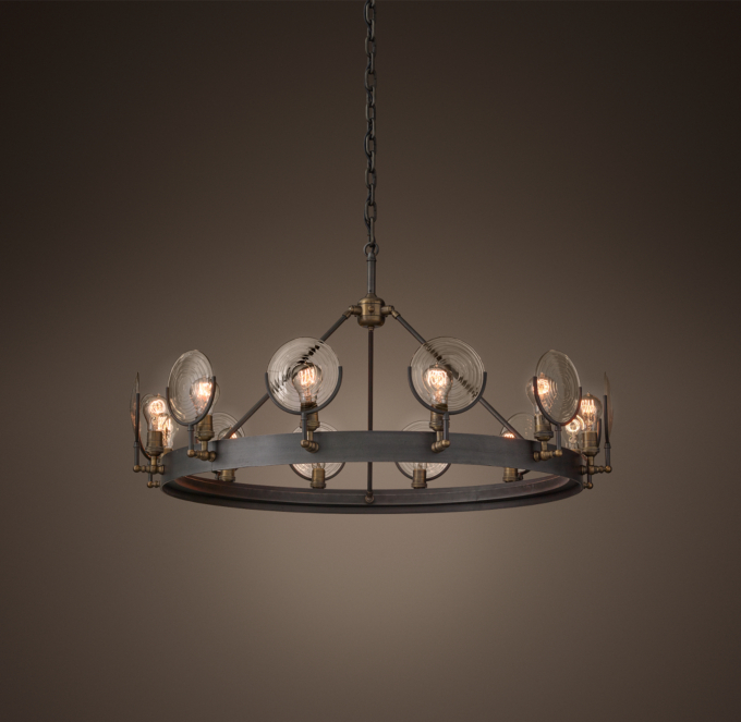 Gaslight Lens Chandelier 42