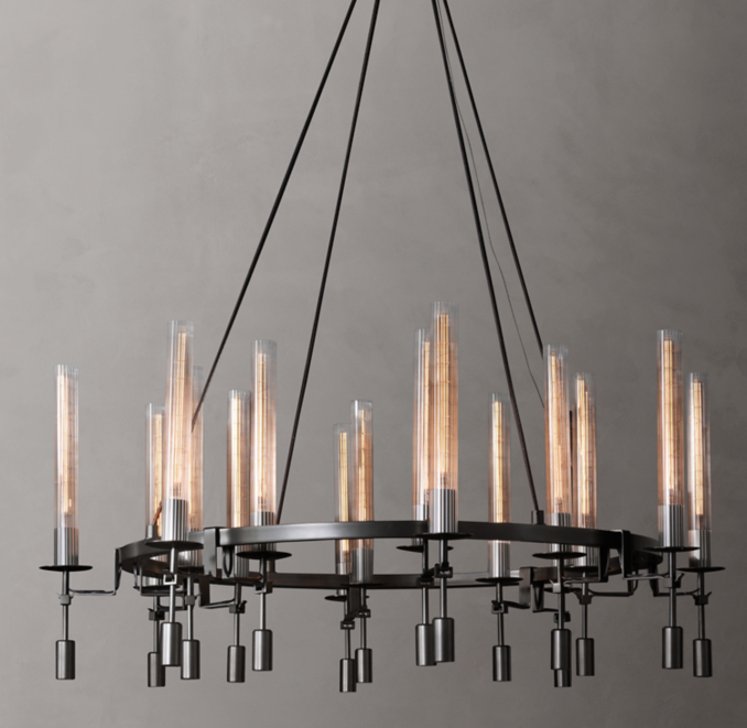 46" chandelier shown in Bronze.