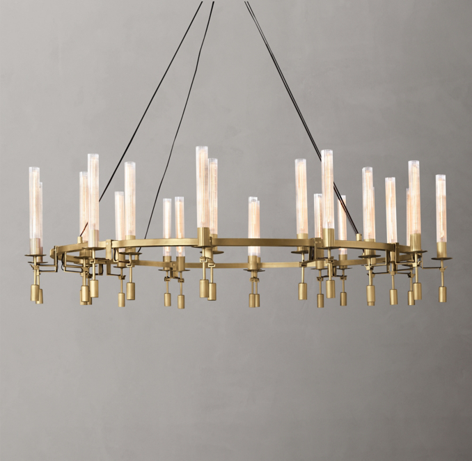 178cm chandelier shown in Burnished Brass.