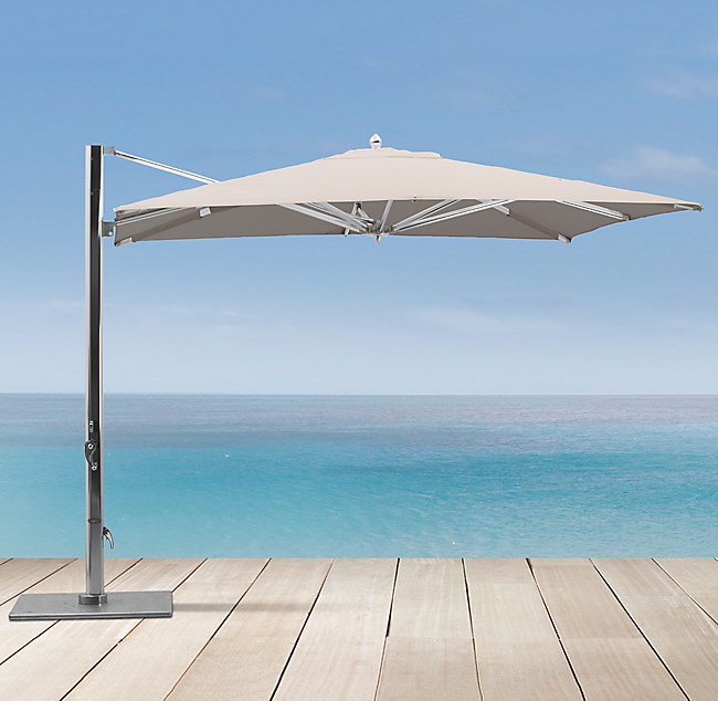 Tuuci 1339 Square Ocean Master Max Cantilever Polished Aluminum Umbrella